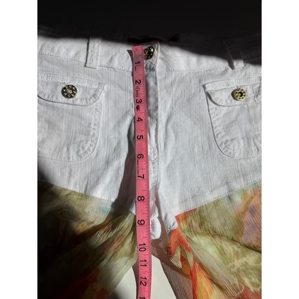 Womens Boho Sheer Floral 2pc Set Palazzo Pants Overlay Shorts Resort Y2K Size L - Picture 12 of 16